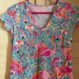 Lilly Pulitzer Peel N Eat Flamingo print v-neck T